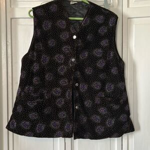 Vintage King Shing Velvet Embroidered Vest - Size L